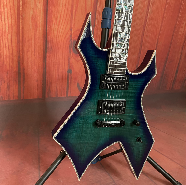 Top Custom BC Electric Guitar Warlock Blue Flamed Maple Top HH