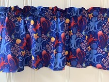 VALANCE CURTAIN Octopus lobster Coral ocean fish starfish jellyfish 40x15 Beach
