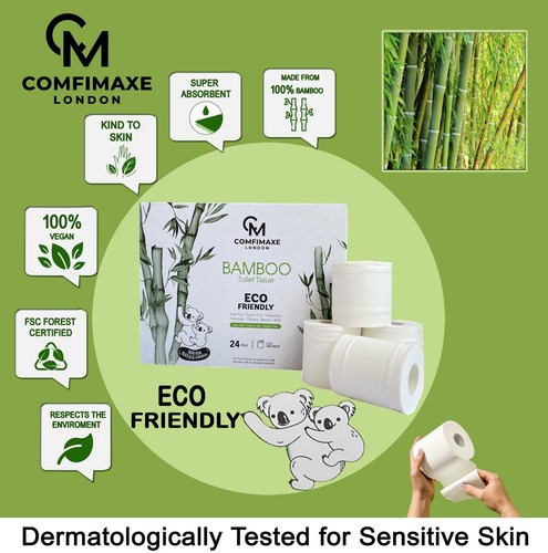 COMFIMAXE® 100% Bamboo Toilet Paper | 3Ply Toilet Paper | Eco-Friendly Packaging - Picture 29 of 32