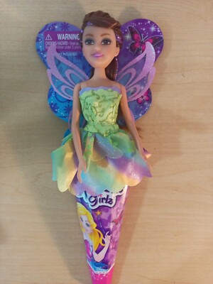 NEW Zuru Funville Sparkle Girlz 11.5'' Fairy Princess Doll, Brown Hair Pink Wings