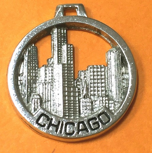 Charme / Médaillon Vintage Argent Sterling 925 - Chicago HMK USA - 3.7 G - 2.4 Cm - Occasion Bon état
