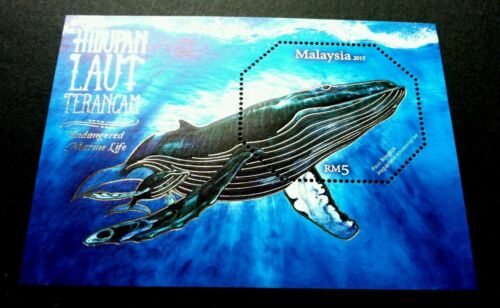 Malaysia - "HUMPBACK WHALE ~ ENDANGERED MARINE LIFE" Odd Shaped Stamp MS 2015 - Picture 1 of 2