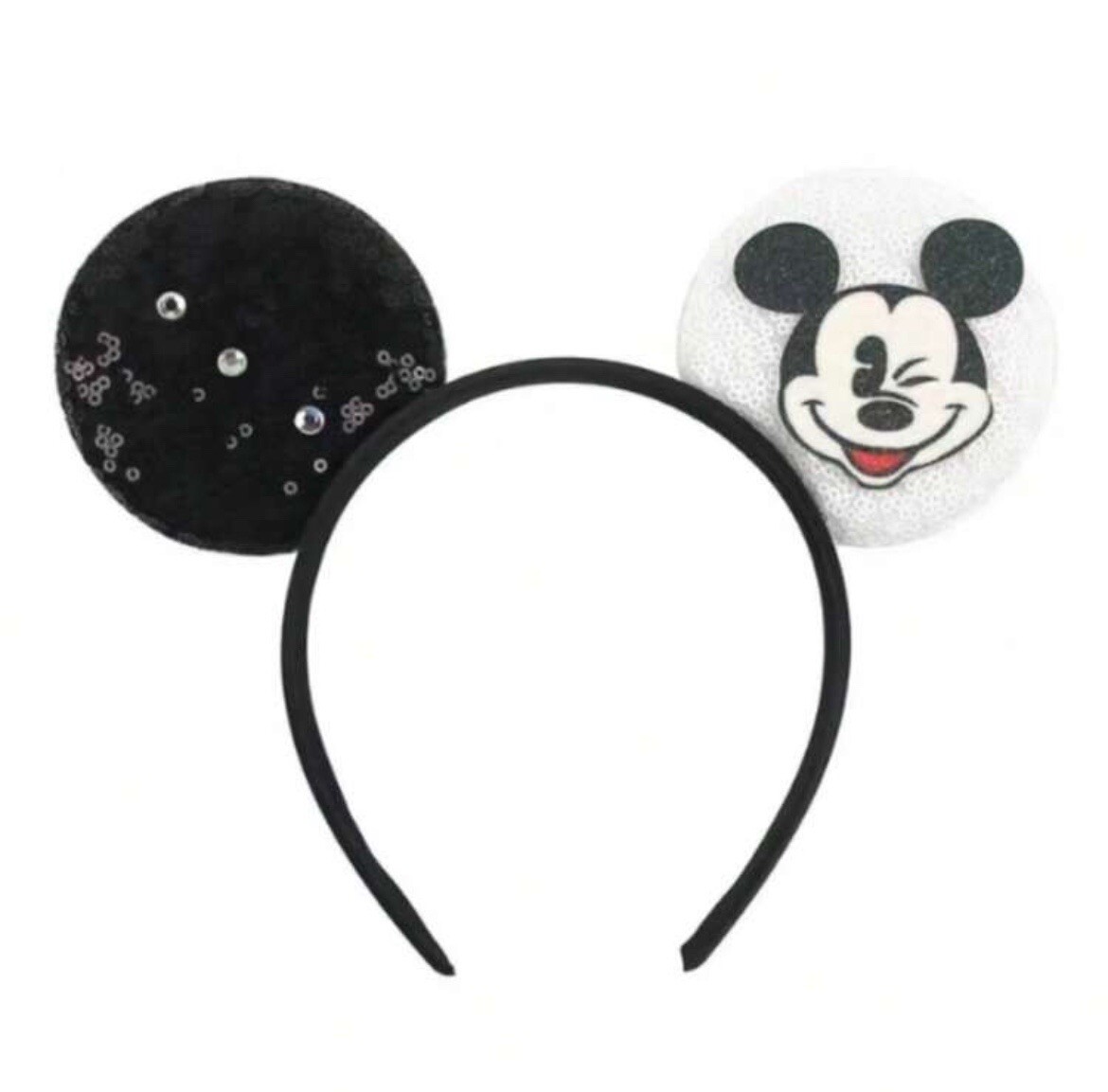 NEW Disney MICKEY MOUSE Ears BLACK Headband White WINK Face  display picture 1