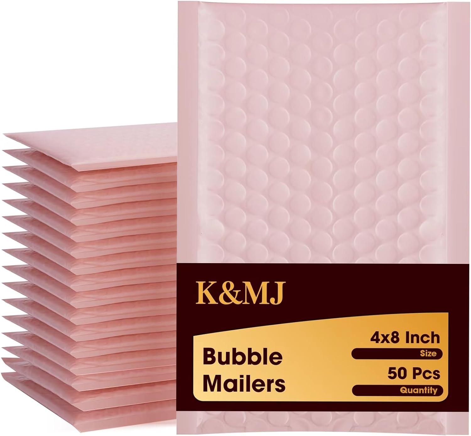 50-Piece Sakura Pink 4x8 Bubble Mailers for Small Business Shipping