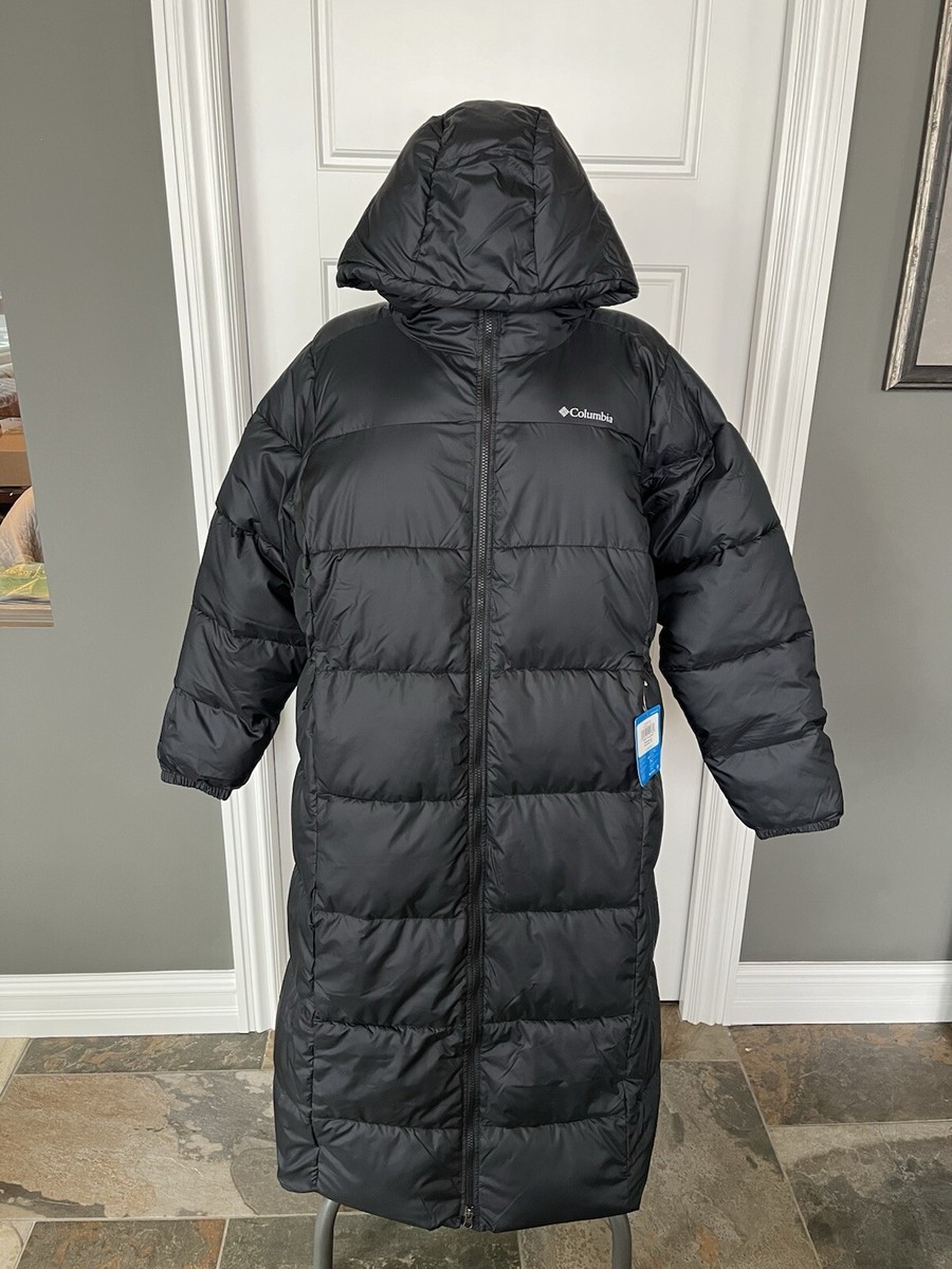 COLUMBIA Puffect Long Quilted Jacket Women's Size XL Black 2-way