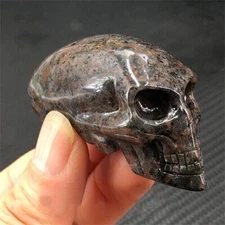 TOP! 1PC 45g+Natural Yooperlite Alien Skull Quartz carved Crystal Gift Reiki US