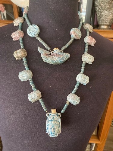 Dramatic Pair of Asian Porcelain Scent Bottle Necklaces/Film Collection