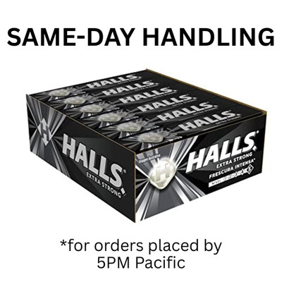 Halls Black Extra Strong Menthol Negras Hard Candy- 12 Pack