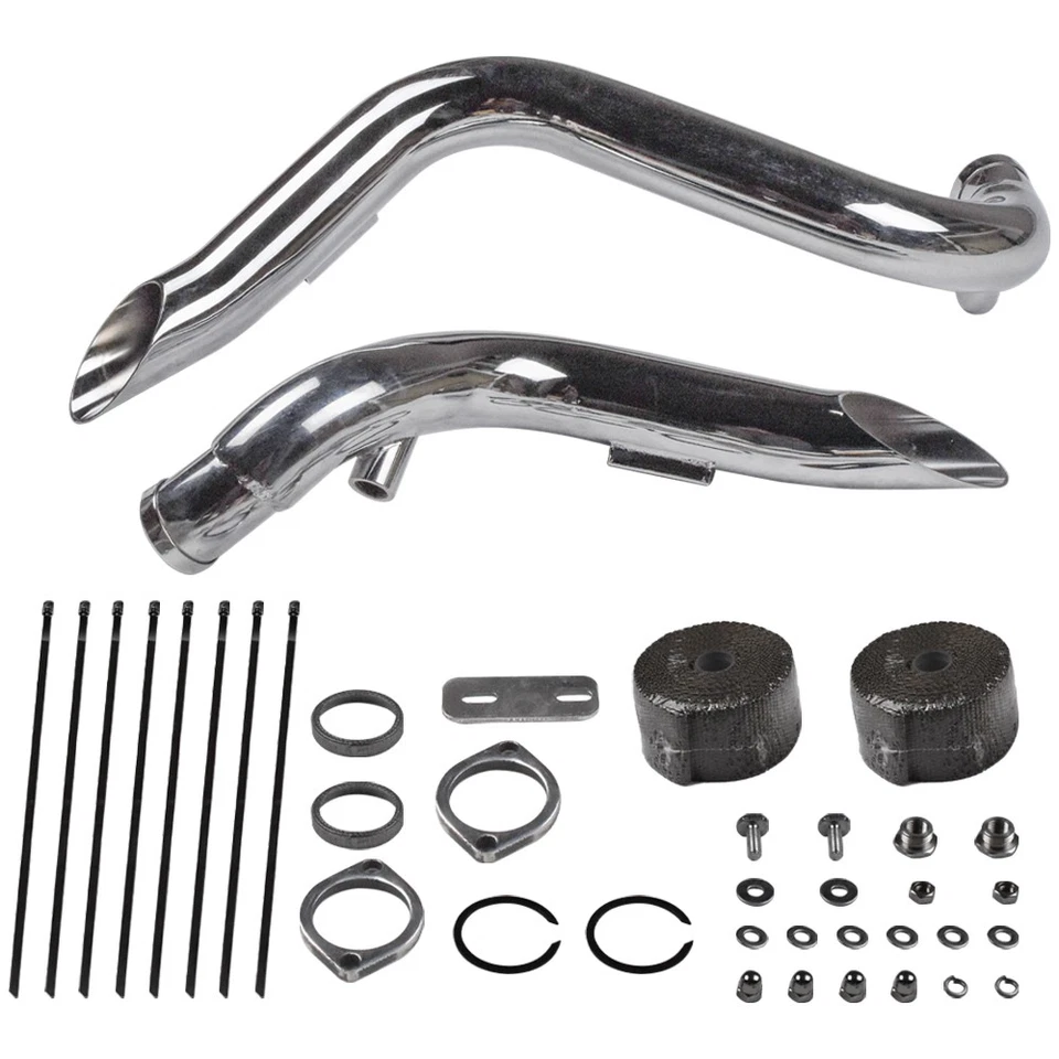 Tubos de escape LAF de 2 pol. para Harley Sportster/Softail 1984-2023 com envoltório prata - Imagem 2 de 4