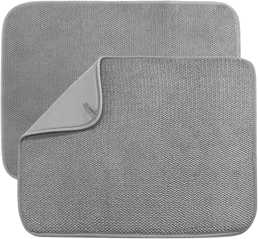 2 Pack Microfiber Dish Drying Mat,Absorbent Dish Drainer Kitchen Counter,Super