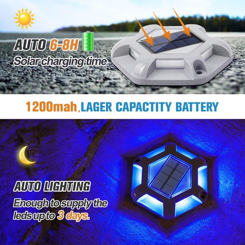 VOLISUN Solar Dock Lights Driveway Deck Lights, 12-Pack Waterproof Outdoor LE... - Picture 3 of 7