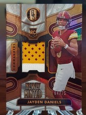 JAYDEN DANIELS 2024 Gold Standard Newly Minted White Gold 3-Color Patch RC #/75