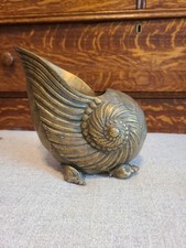Vintage Deco Heavy Brass Nautilus Shell Vase/planter. Fritz Brass