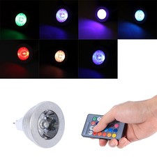 MR16 3W RGB LED Light Color Changing Lamp Bulb 12V-24V With Remote Control