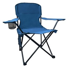 Folding Camping Chair with Cup Holder, Storage Bag, 300lb, Navy Blue