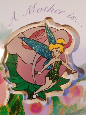 DISNEY TINKER BELL MOTHER'S DAYS PIN LE AND GREETING CARD PETER PAN SHOPPING