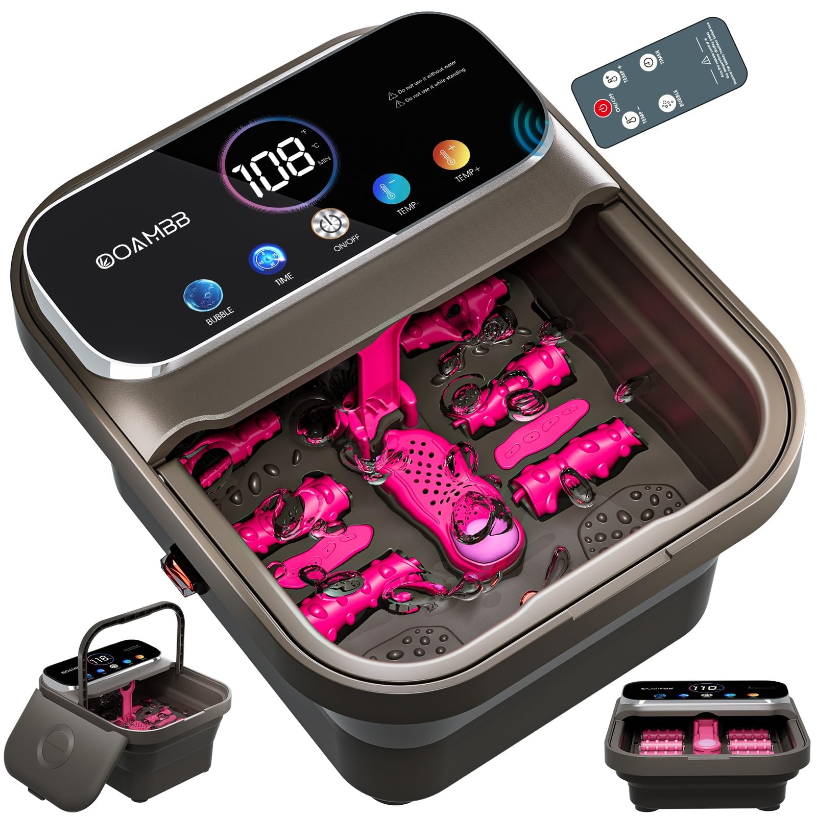 Collapsible Foot Spa with Heat, Bubble,Temp Control,Remote C