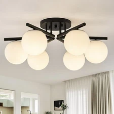 Sputnik Semi Flush Mount Ceiling Light, 6 Globe Lights Sputnik Ceiling Light ...