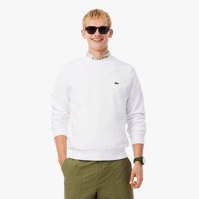 Lacoste Fleece Crew Neck Sweatshirt SH1505 51 H9y  Size 7 XXL White