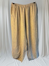 Flax By Jean Engelhart VTG Raw Linen Waist Wide Leg Trouser Pants Boho M FLAW