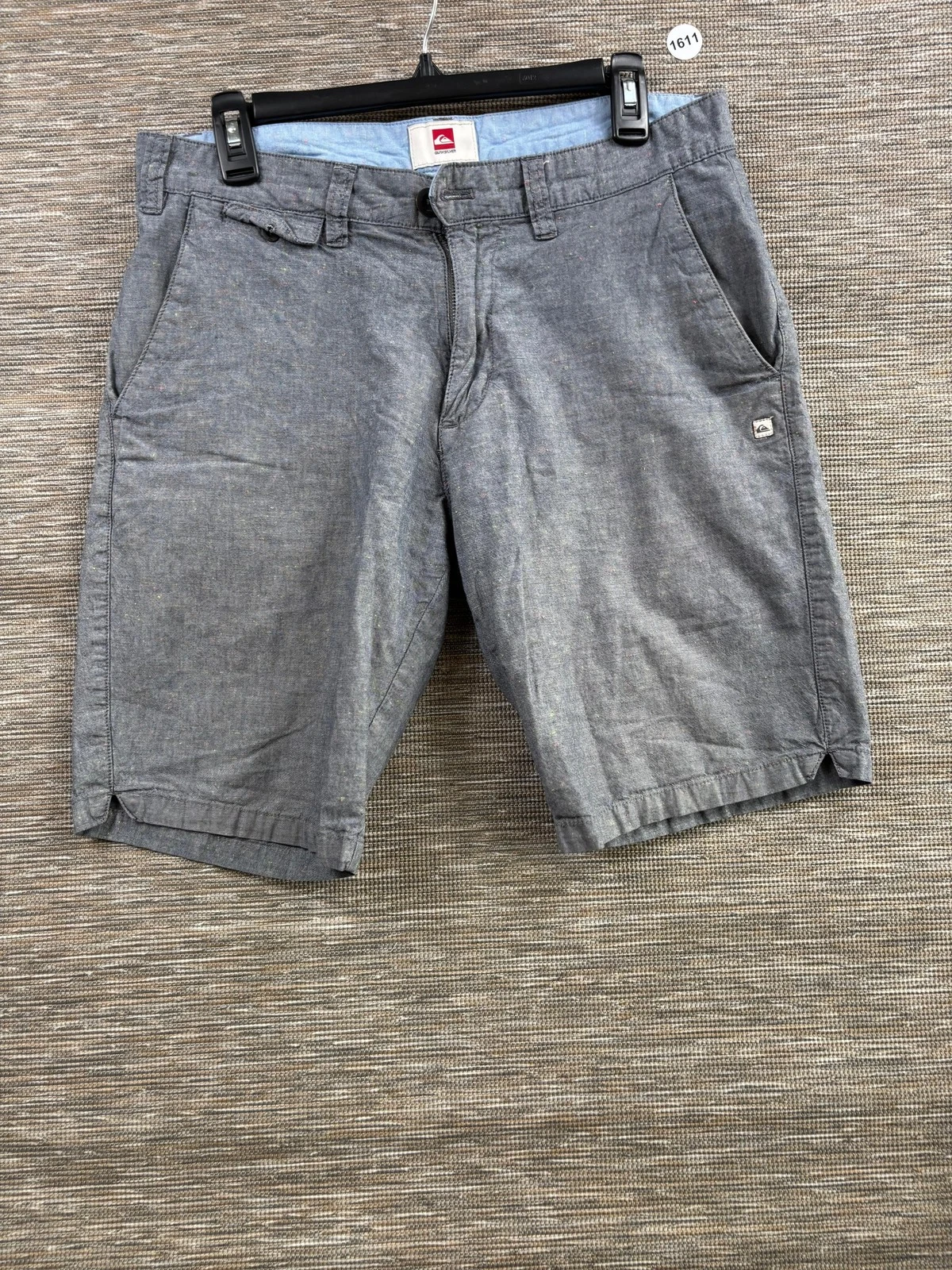 Quiksilver Shorts Mens 32 Gray Chino Flat Front 11 Inseam Casual Beach Summer