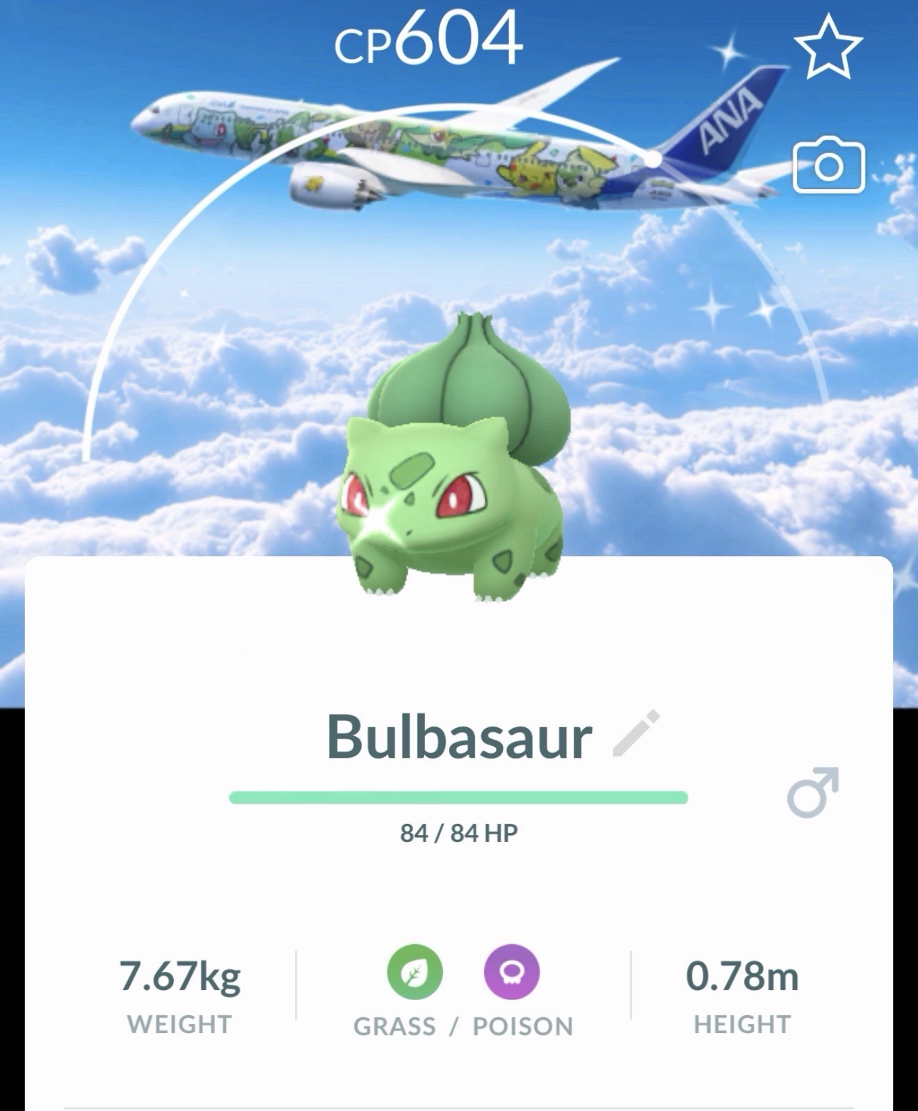 Shiny Bulbasaur ANA Japan Green Pokémon Jet Background Pokemon Gen1 Go Venusaur