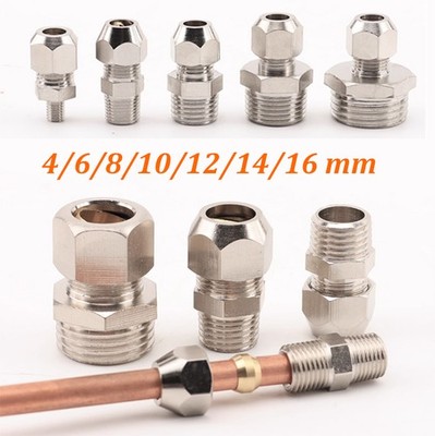 4mm - 16 mm Straight Bite Type Ferrule Fittings Union Male thread Nickel-plated