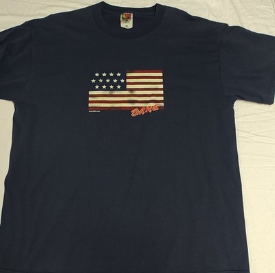 Fruit of the Loom D.A.R.E. American Flag Men's Graphic Tee Navy XL 50/50     G23