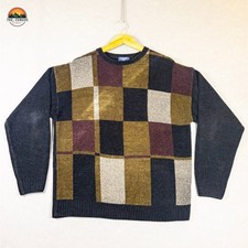 Dockers Pullover Sweater Colorblock Knit Long Sleeve Crew Neck Men's Size Medium