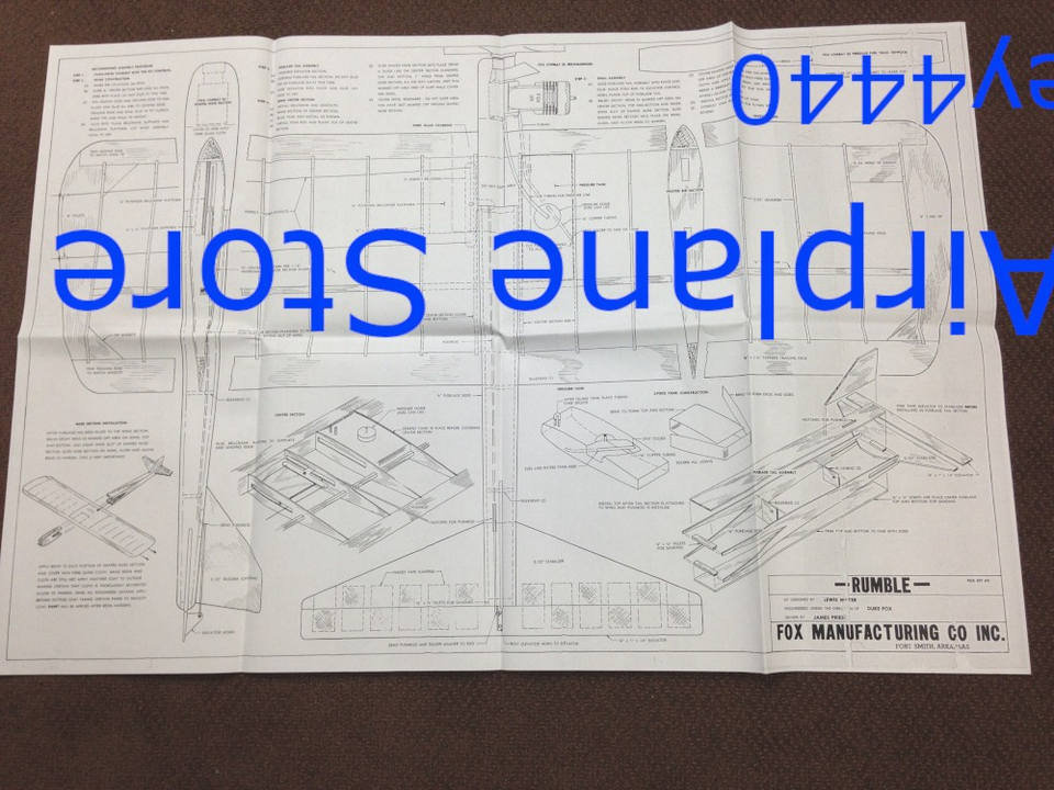 Triangle Square Rumble 3 Plans for Rumble Big Iron T-Square Control Line Combat Gas Model ...