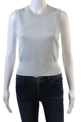Galvan London Womens Round Neck Sleeveless Pullover Knit Top Blue Size S