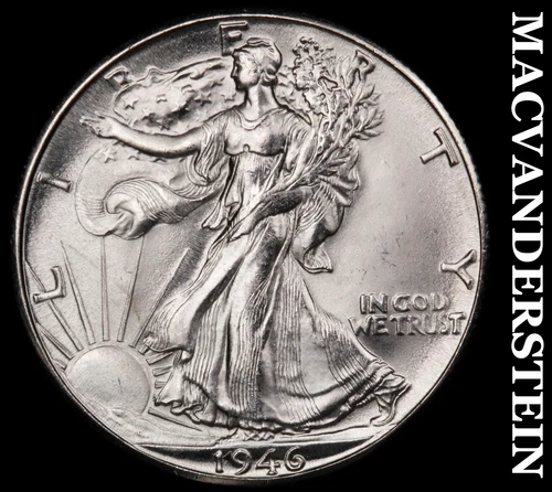 1946-S Silver Walking Liberty Half Dollar - Choice Gem Brilliant Unc++++  #i7650