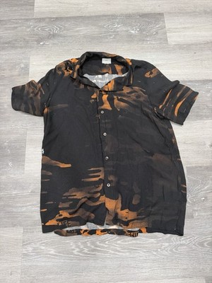 Ksubi Life Resort Button-Up Black/Orange Shirt Men s Sz M
