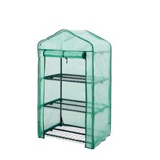 3 Tier Mini Greenhouse Clear PVC Cover Roll-Up Door Outdoor Plant Cold Frame