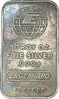 Engelhard Globe 1 Troy Ounce Fine Silver Bar .999 Silver (Natural TONING!!!)