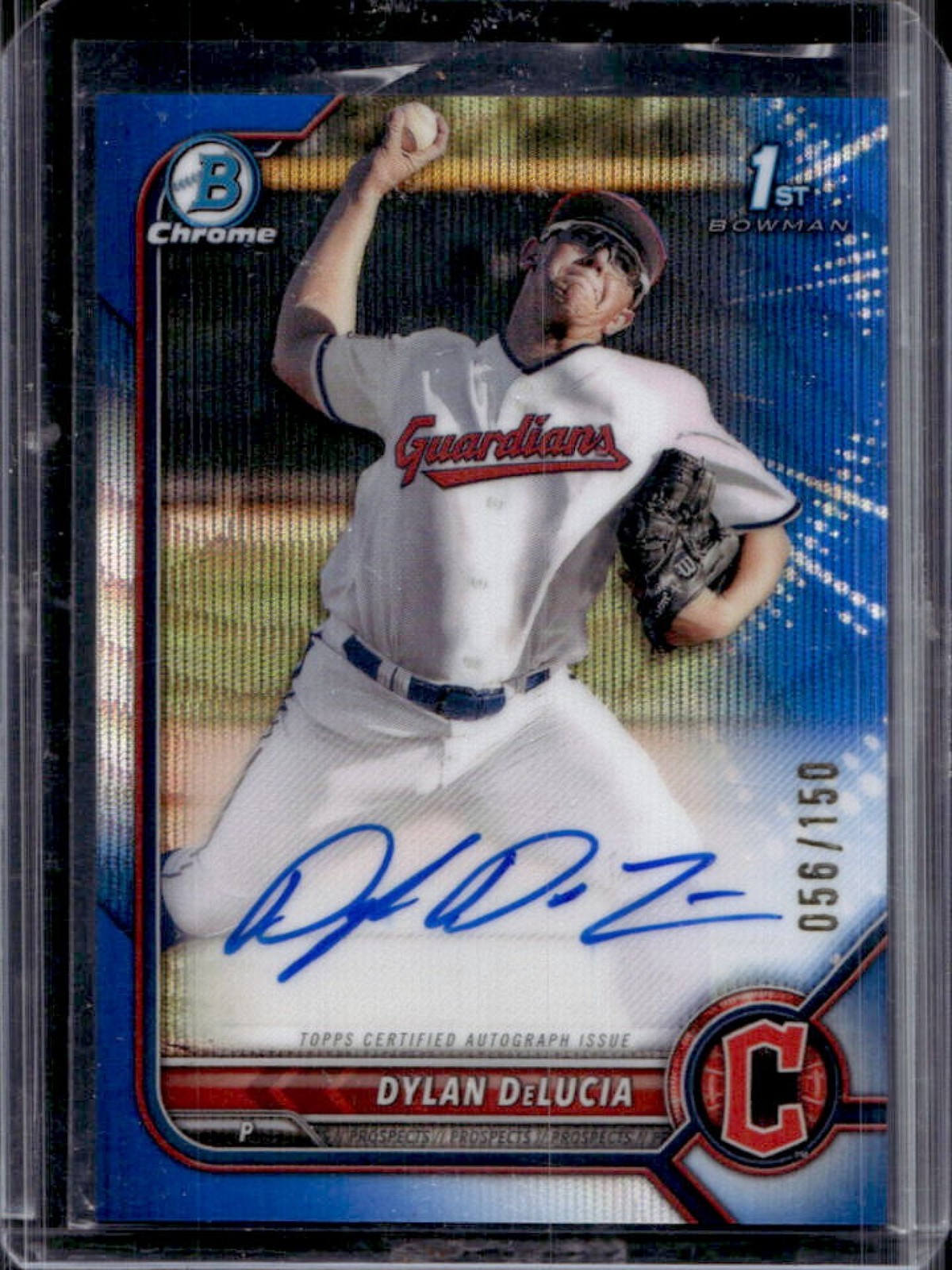 2022 Bowman Draft Dylan DeLucia Chrome Auto Blue Wave Refractor 1st #/150