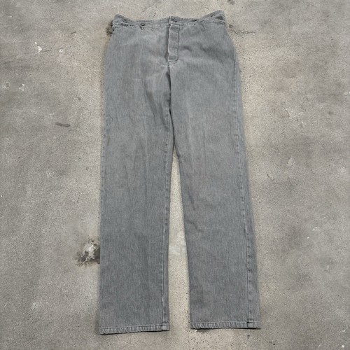 Vintage Wah Maker Pants Gray White Stripe Buckle Back Frontier Clothing Mens 38
