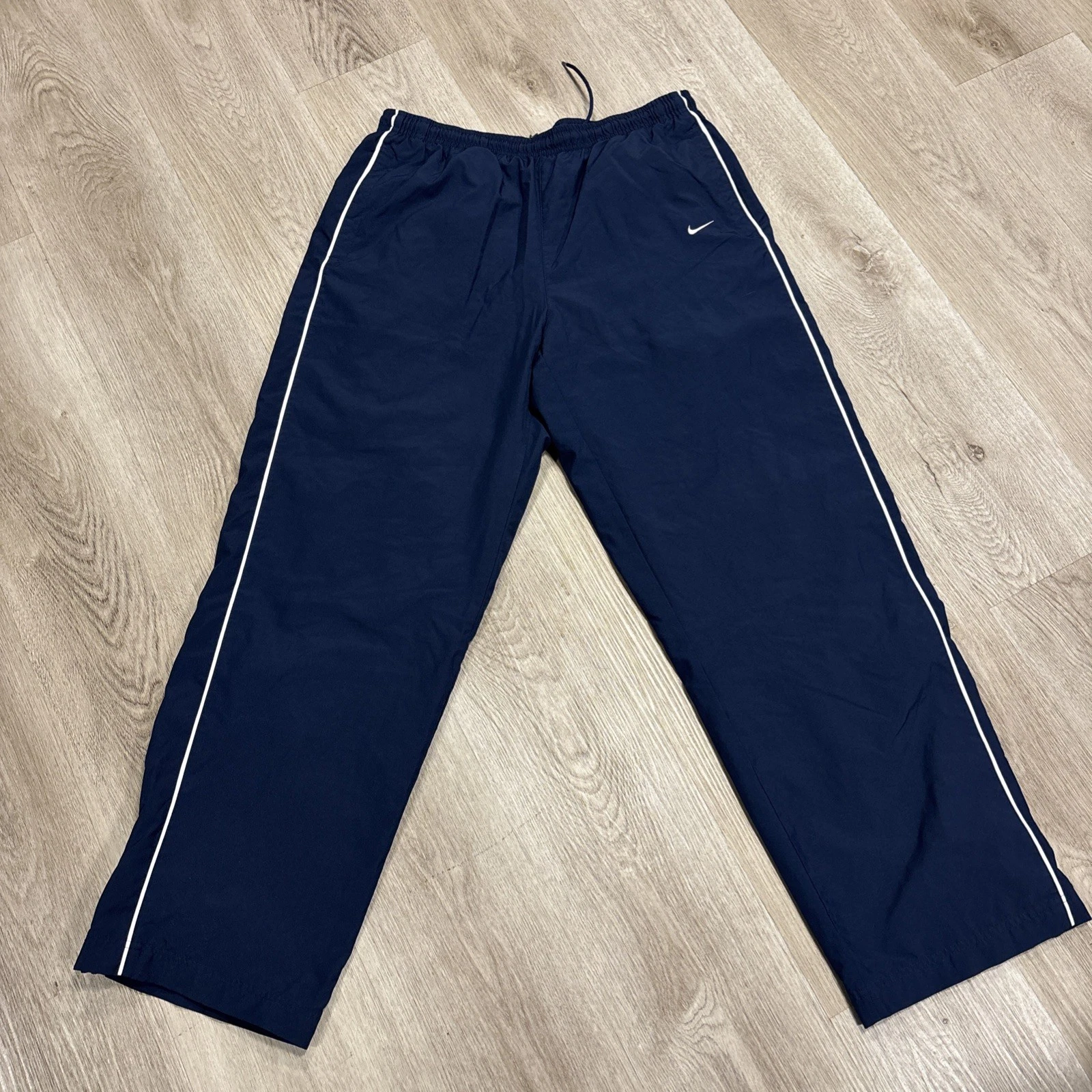 Vintage 2000s Nike Men's Xl Track Pants Navy White Stripe Warm Up Athletic Y2K