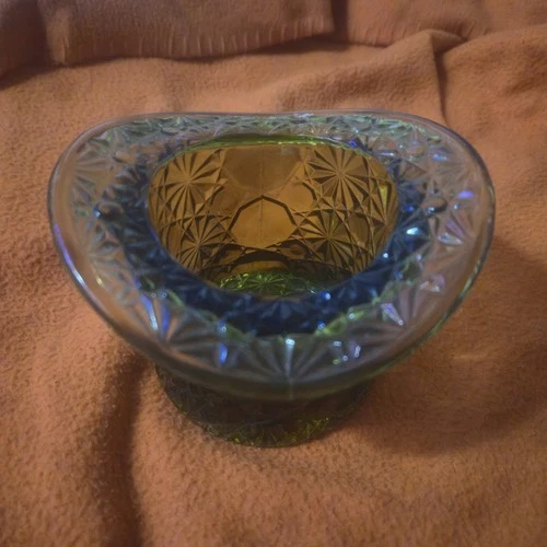 Fenton Vintage Top Hat Daisy Green Glass Cigarette Dispenser Tobacciana 3.5"