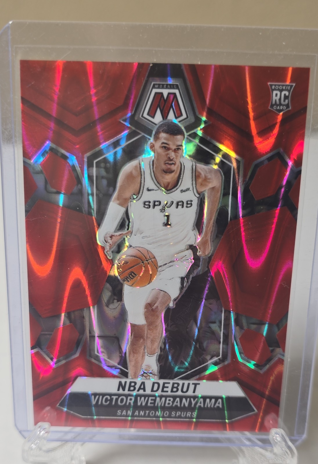 2023-24 Panini Mosaic NBA Debut Victor Wembanyama #257 Red Seismic Prizm /299