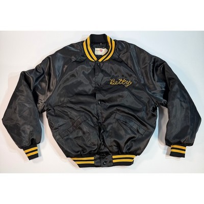Vintage King Louie Pro Fit Satin Bomber Jacket Black Country Kitchen Betty Med