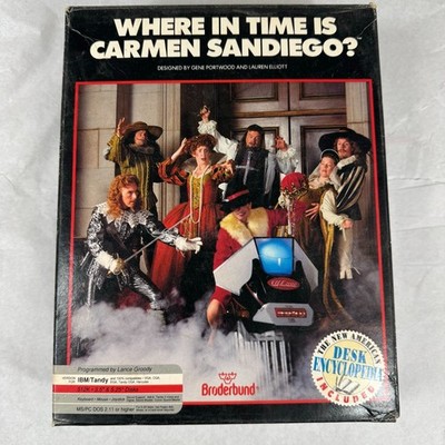 Where in Time is Carmen Sandiego 1989 Big Box PC Game IBM/TANDY Broderbund 5.25''