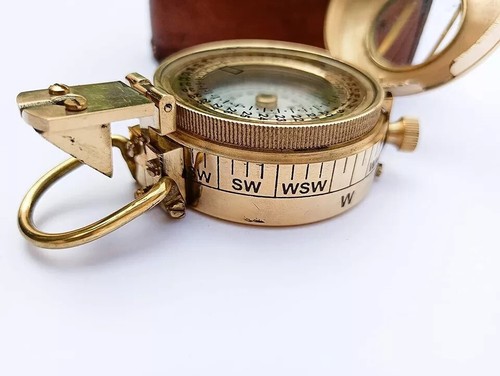 Boussole Militaire De Collection En Laiton Doré - Années 1950, Fonctionne