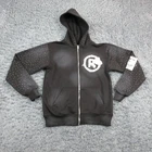 RMN Hoodie Sweatshirt Mens M Black Full Zip Hooded Fleece Rhinestone Graphic