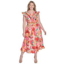 Vincent Camuto Cream Floral Multi Evening Event Wedding Dress Size 16