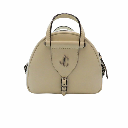JIMMY CHOO ARENNE BOWLING 2WAY BAG White Siler Hardware Leather Handbag