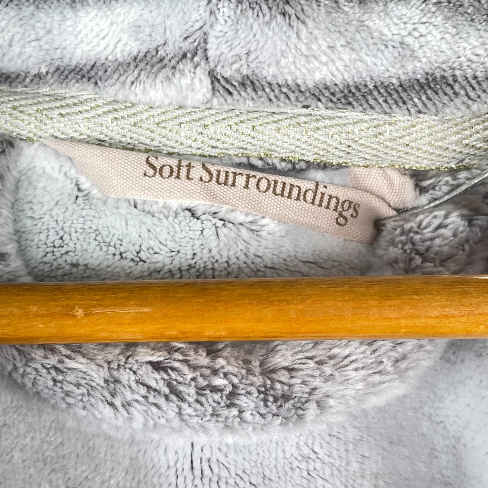 Soft Surroundings Plush Long Robe Womens Medium Gray Belted Soft Luxurious - Image 4 of 4