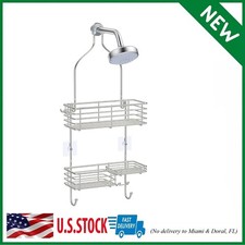 Stainless Steel Shower Caddy Over Head with Soap Dish and Hooks Large Capacity