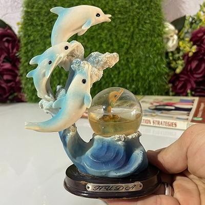 Vintage 4 Dolphin POD Family Harz Ozean Deko Figur Familie Thema