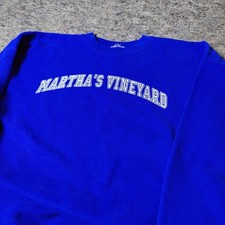 Vintage Martha s Vineyard Crewneck Sweatshirt Unisex Large Blue Spellout Classic
